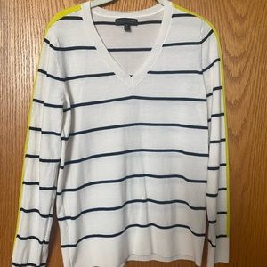 Banana Republic V-Neck Striped Sleeve Sweater